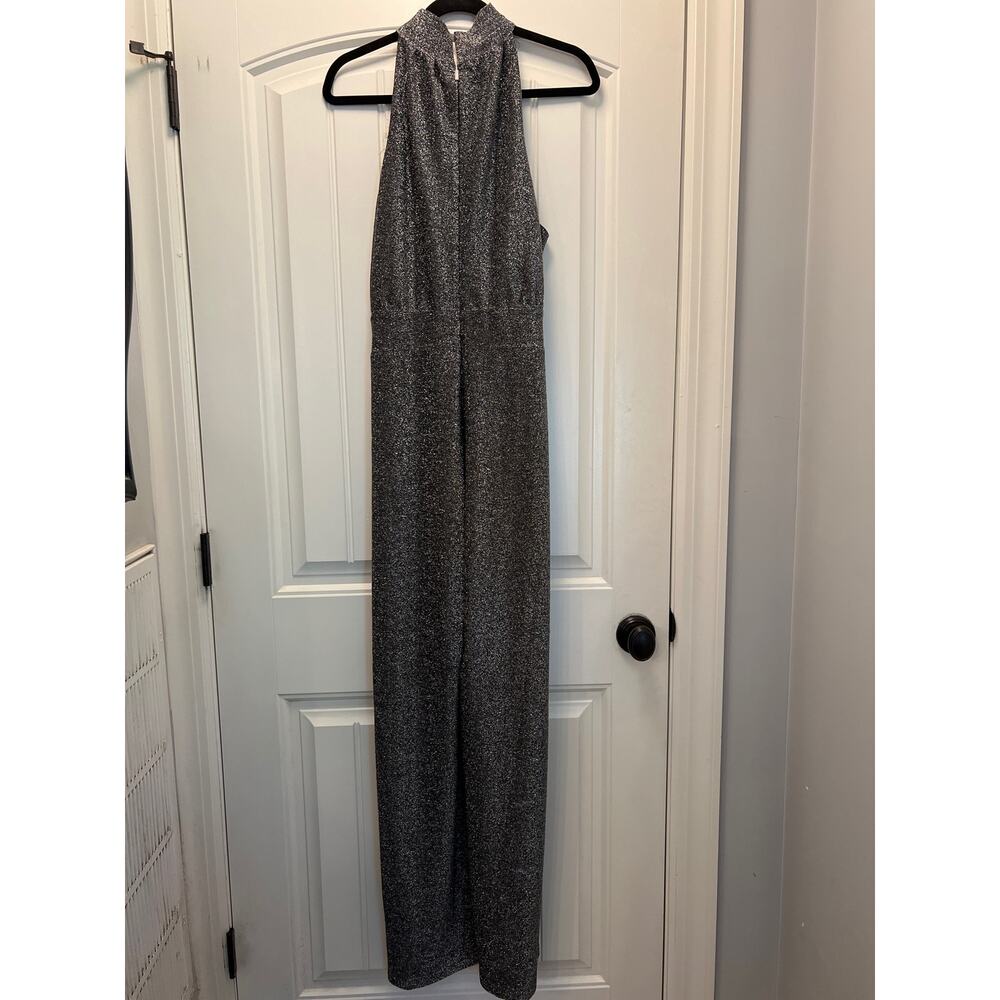 NWT Michael Kors Women’s Halter Neck Lurex Twist Jumpsuit Size XL Silver Gray - Picture 6 of 7